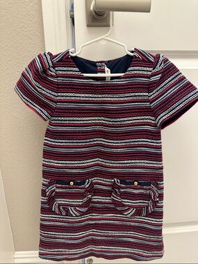 Janie and Jack Navy, Red, White Striped Knit Dress size 6 NWT